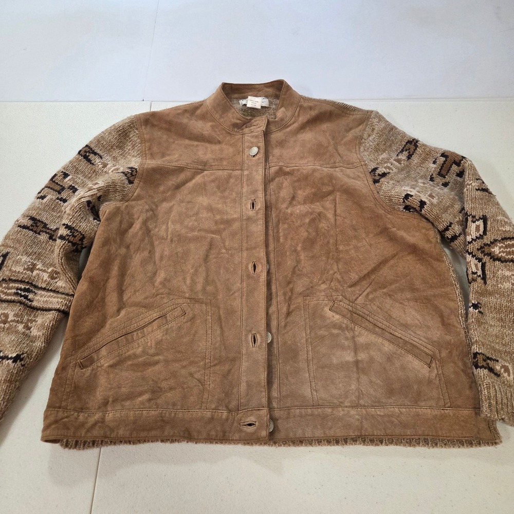 Pendleton Originals Leather & Lambswool Southwestern Jacket Brown Mens XL